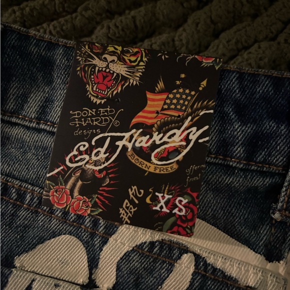 Ed Hardy Women's Dark Blue Graphic Mini Skirt - Picture 3 of 3